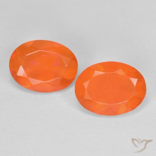 Pedras preciosas de opala de fogo laranja natural de 1,23 ct, corte oval, translúcido