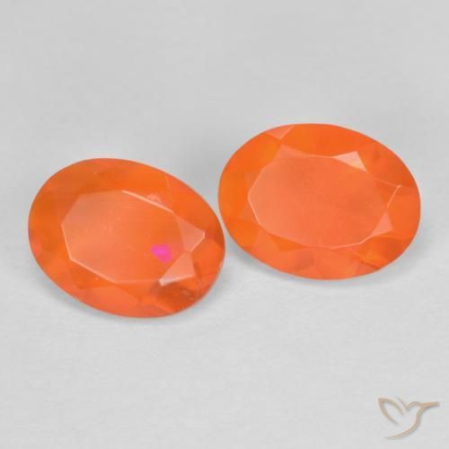 Pedras preciosas de opala de fogo laranja natural de 1,23 ct, corte oval, translúcido