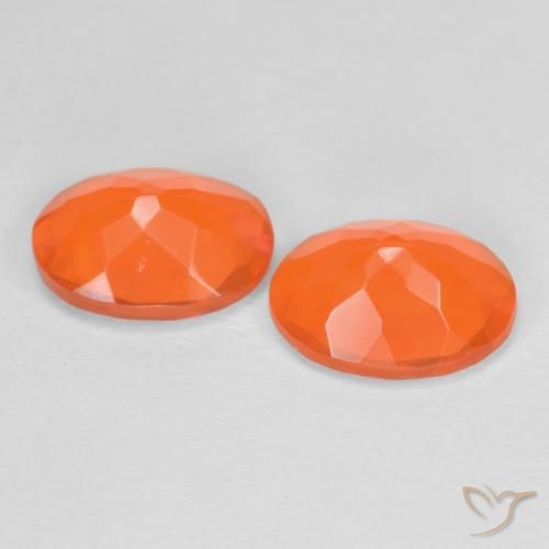 Pedras preciosas de opala de fogo laranja natural de 1,23 ct, corte oval, translúcido