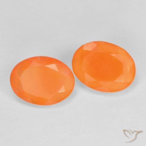 Pedras preciosas de opala de fogo damasco laranja natural de 1.35 ct, oval, Translúcido