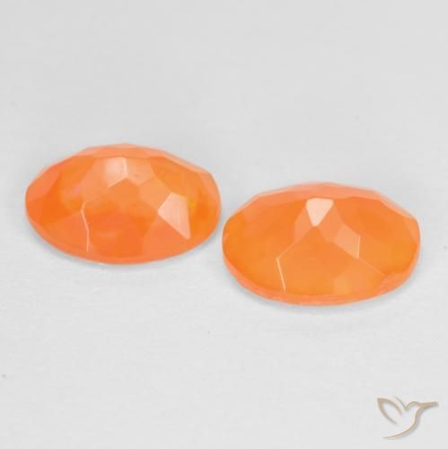 Pedras preciosas de opala de fogo damasco laranja natural de 1.35 ct, oval, Translúcido