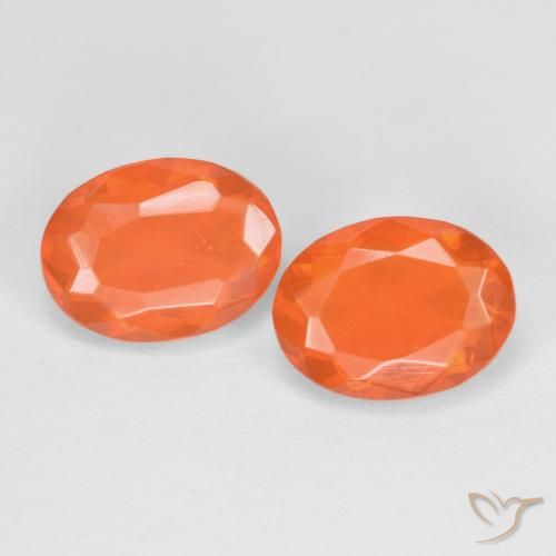 Pedras preciosas de Opala de Fogo Laranja brilhante natural de 1.47 ct, Corte Oval, Translúcido