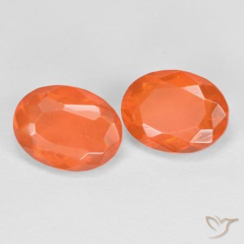 Pedras preciosas de Opala de Fogo Laranja brilhante natural de 1.47 ct, Corte Oval, Translúcido