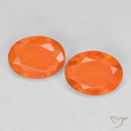 Pedras preciosas de opala de fogo laranja natural de 1,12 ct, corte oval, translúcido