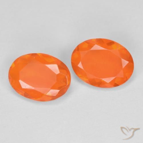 Pedras preciosas de opala de fogo laranja natural de 1,12 ct, corte oval, translúcido