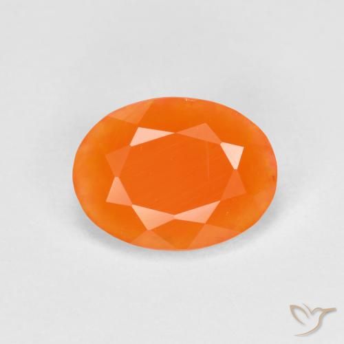 Opala de fogo laranja natural 0,68ct, corte oval, translúcido