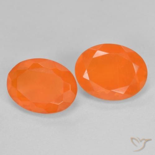 Pedras preciosas de opala de fogo laranja natural de 1,37 ct, corte oval, transparente