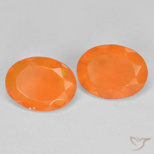Pedras preciosas de opala de fogo Laranja Médio natural de 1.26 ct, oval, Transparente