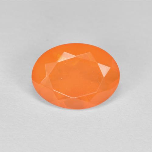Opala de fogo laranja natural 0,69ct, corte oval, transparente