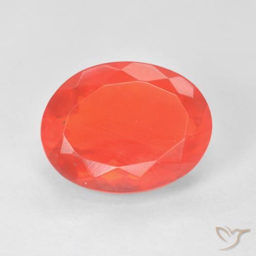 3.17ct Natural Carmesim Brilhante Vermelho-Laranja opala de fogo, oval, Transparente