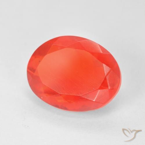 opala de fogo Carmesim Brilhante Vermelho-Laranja Natural 3.17ct, oval, Transparente
