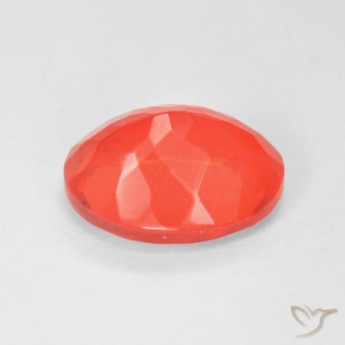 opala de fogo Carmesim Brilhante Vermelho-Laranja Natural 3.17ct, oval, Transparente