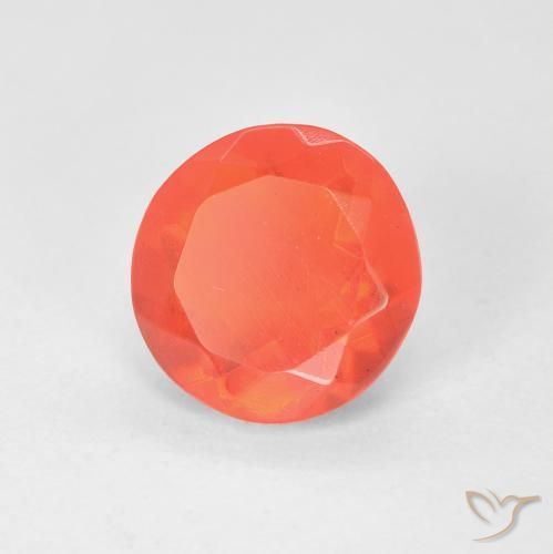 Opala de Fogo Laranja brilhante Natural 1.26ct, Corte Redondo, Transparente
