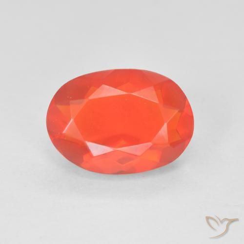 Opala de fogo vermelho natural 2,00ct, corte oval, transparente