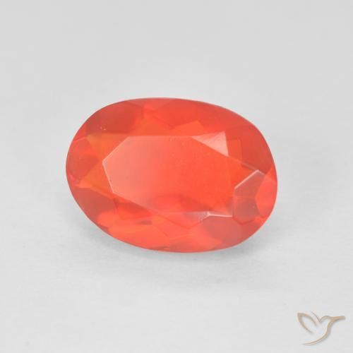 Opala de fogo vermelho natural 2,00ct, corte oval, transparente