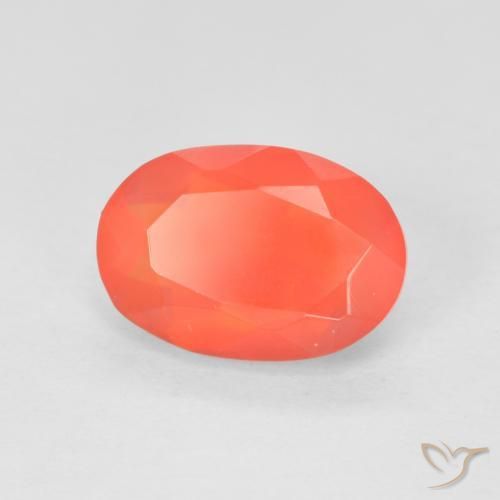 opala de fogo Carmesim Brilhante Vermelho-Laranja Natural 1.30ct, oval, Transparente