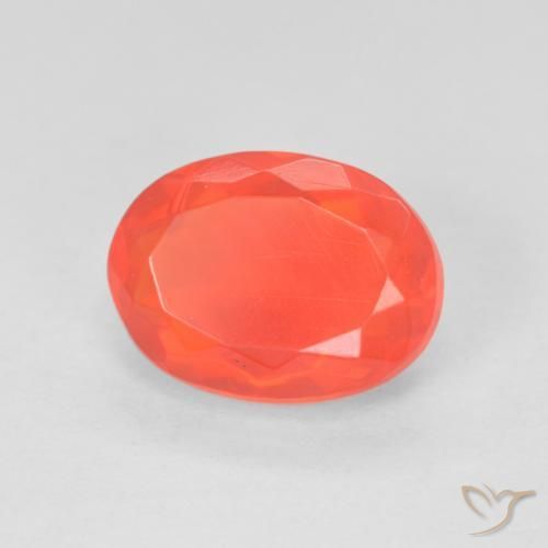 opala de fogo Vermelho Laranja Intenso Natural 1.84ct, oval, Transparente