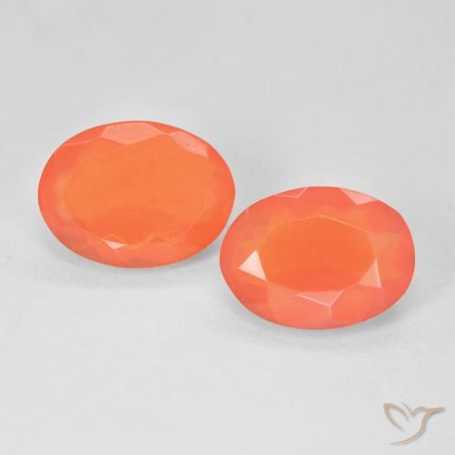 Pedras preciosas de opala de fogo Laranja brilhante natural de 2.19 ct, oval, Transparente