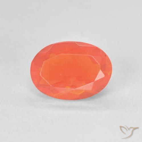 0.88ct Natural Laranja Intenso opala de fogo, oval, Transparente
