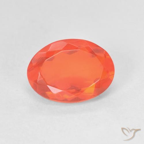 Opala de Fogo Laranja brilhante Natural 1.48ct, Corte Oval, Transparente