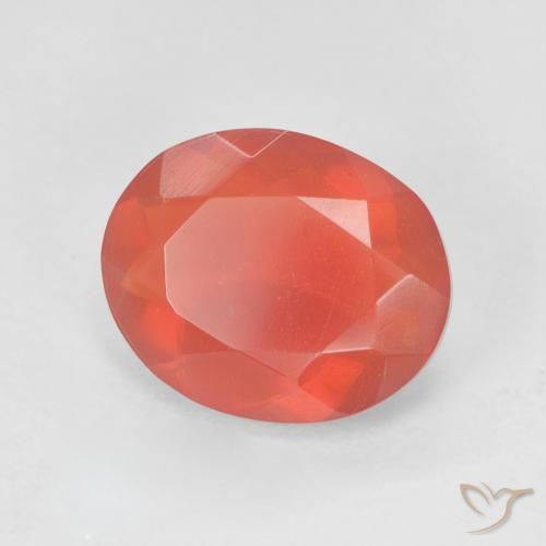 opala de fogo vermelho médio Natural 2.41ct, oval, Transparente
