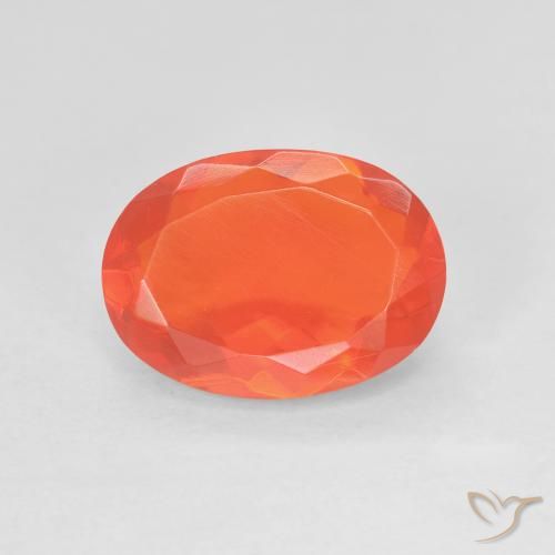 Opala de Fogo Carmesim Brilhante Vermelho-Laranja Natural 2.04ct, Corte Oval, Transparente