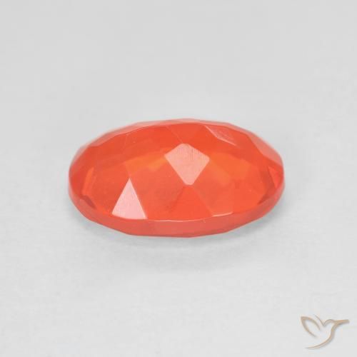 Opala de Fogo Carmesim Brilhante Vermelho-Laranja Natural 2.04ct, Corte Oval, Transparente