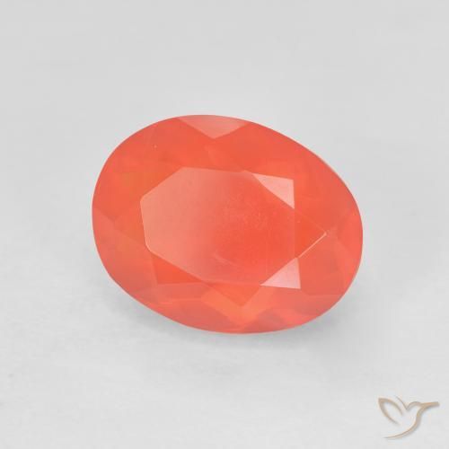 opala de fogo vermelho médio Natural 2.35ct, oval, Transparente