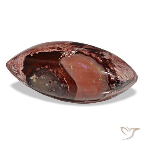Opala de fogo multicolorido natural 15,89ct, marquise, opaco