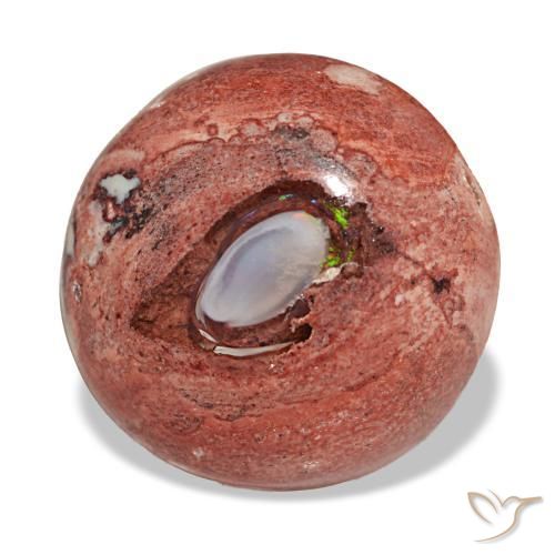 Opala de fogo multicolorido natural 9,08ct, corte redondo, opaco