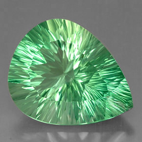 Fluorita verde natural 37,71ct, formato de pêra, VVS