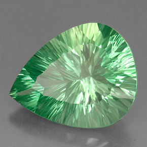 Fluorita verde natural 37,71ct, formato de pêra, VVS