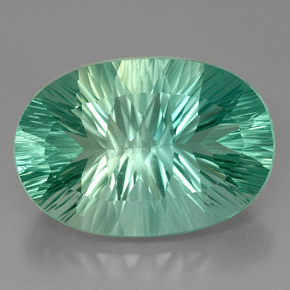 Fluorita verde natural 48,96ct, corte oval, VVS-VS