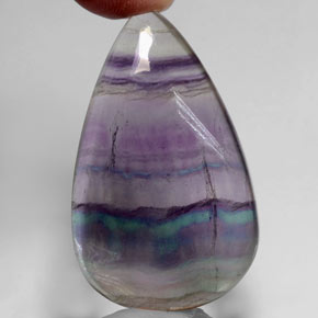 Fluorita multicolorido natural 59,58ct, formato de pêra, transparente