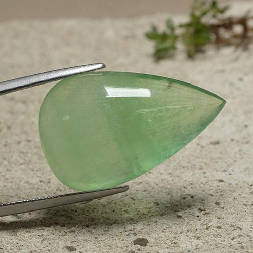 Fluorita verde natural 33,31ct, formato de pêra, transparente