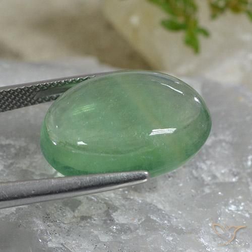 Fluorita Luz verde Natural 24.65ct, oval, Transparente