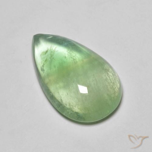 Fluorita Verde limão Natural 12.33ct, Formato de pêra, Transparente