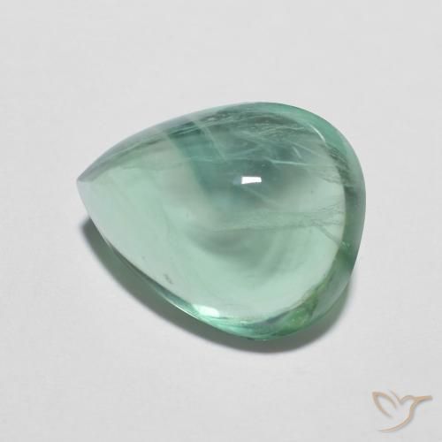 Fluorita Azul claro verde Natural 6.47ct, Formato de pêra, Transparente