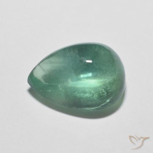 Fluorita Azul claro verde Natural 6.47ct, Formato de pêra, Transparente