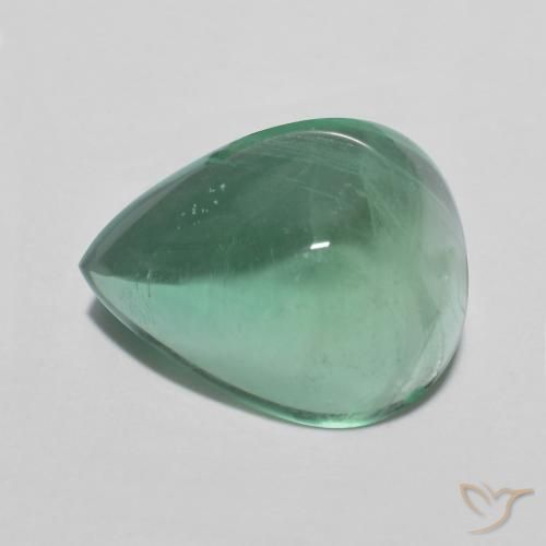 Fluorita Verde claro fresco Natural 9.31ct, Formato de pêra, Transparente