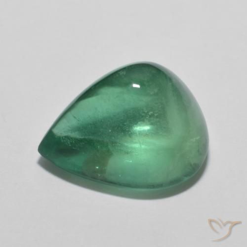Fluorita Verde claro fresco Natural 9.31ct, Formato de pêra, Transparente