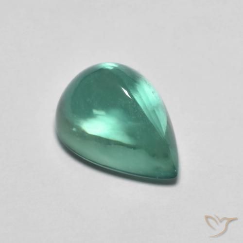 Fluorita Verde azulado Natural 4.64ct, Formato de pêra, Transparente