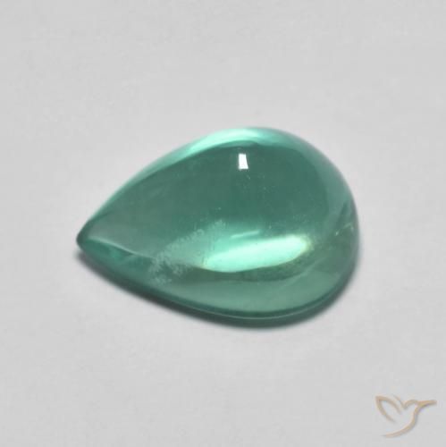 Fluorita Verde azulado Natural 4.64ct, Formato de pêra, Transparente