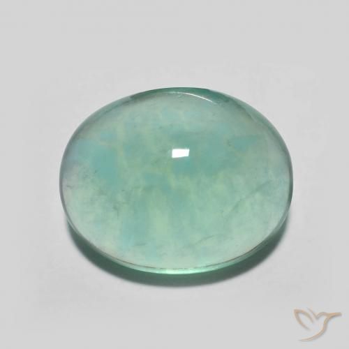 7.27ct Natural Azul verde Fluorita, oval, Transparente