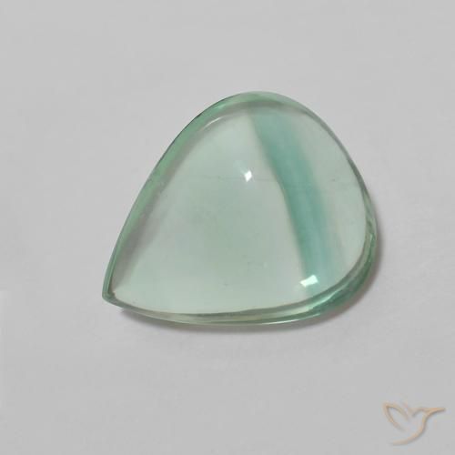 Fluorita Azul verde Natural 2.42ct, Formato de pêra, Transparente