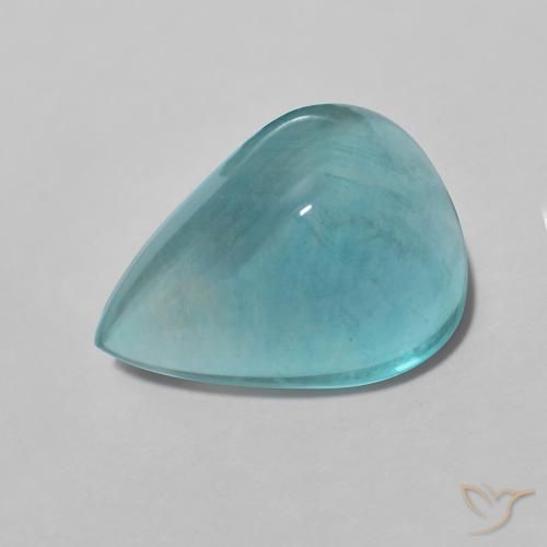 Fluorita verde azul intenso Natural 4.61ct, Formato de pêra, Transparente
