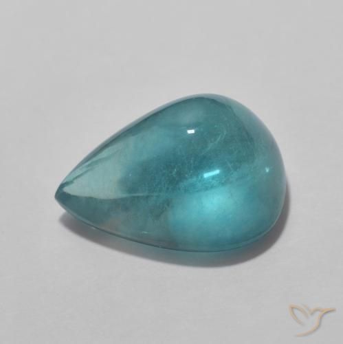 Fluorita verde azul intenso Natural 4.61ct, Formato de pêra, Transparente