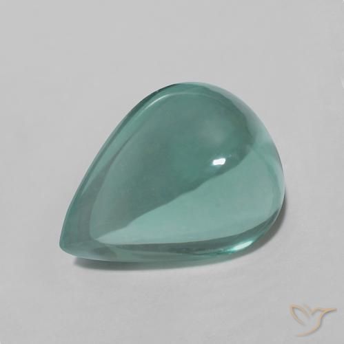 Fluorita Azul-esverdeado Natural 5.39ct, Formato de pêra, Transparente