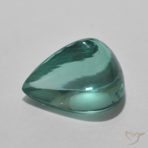 Fluorita Azul-esverdeado Natural 5.39ct, Formato de pêra, Transparente