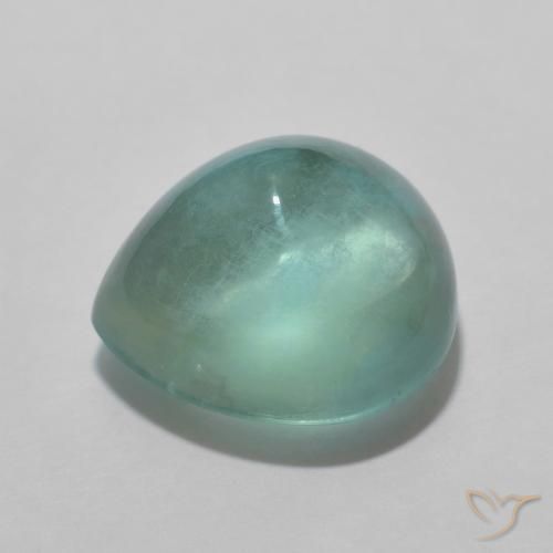 Fluorita Verde azulado Natural 4.84ct, Formato de pêra, Transparente